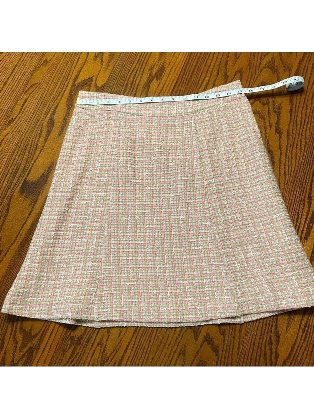 H&M Skirt Tweed Knit Pink White Green Size 8 Y2K - Picture 10 of 11